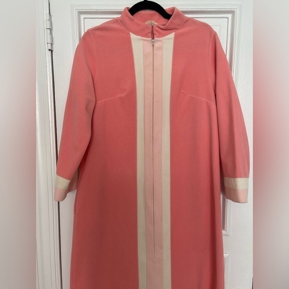 Vanity Fair Vintage Retro Fleece Pink & Cream Stripe Comfy Soft House Robe 70’s - Picture 2 of 15